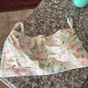 Abercrombie & Fitch XL Floral Swim Bra Top White Green Padded Adjustable Straps